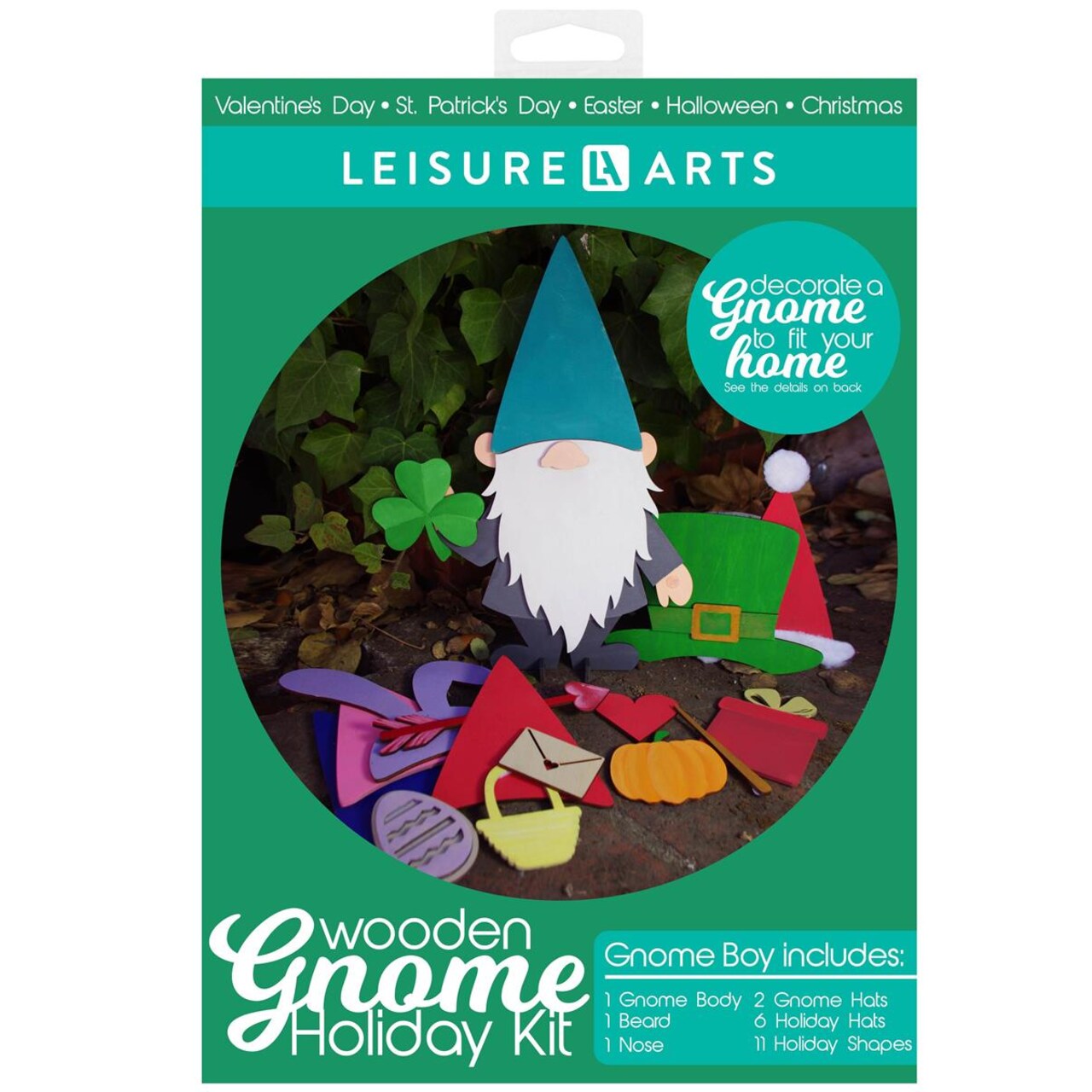 Leisure Arts Wood - Garden Kit Gnome, Holiday Boy, Gnome Craft Kit, Wood Christmas Cutouts, Ornaments To Paint, Gnome Crafts, Gnomes To Paint, Unfinished